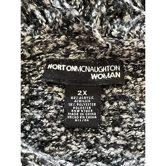 EUC Norton McNaughton Woman 2X Black & White Textured Sweater Acrylic/Polyester - Picture 3 of 5